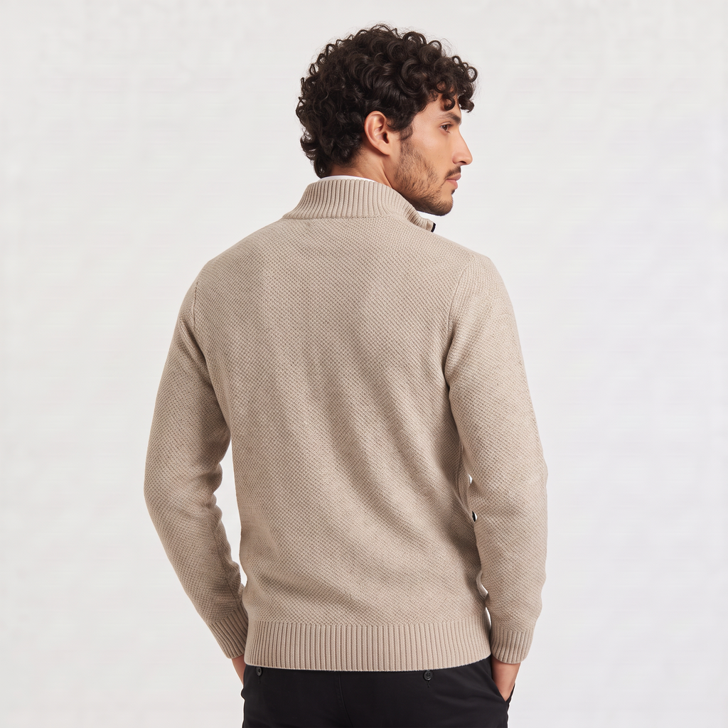 Men's Full-Zip Stand Collar Knit Cardigan