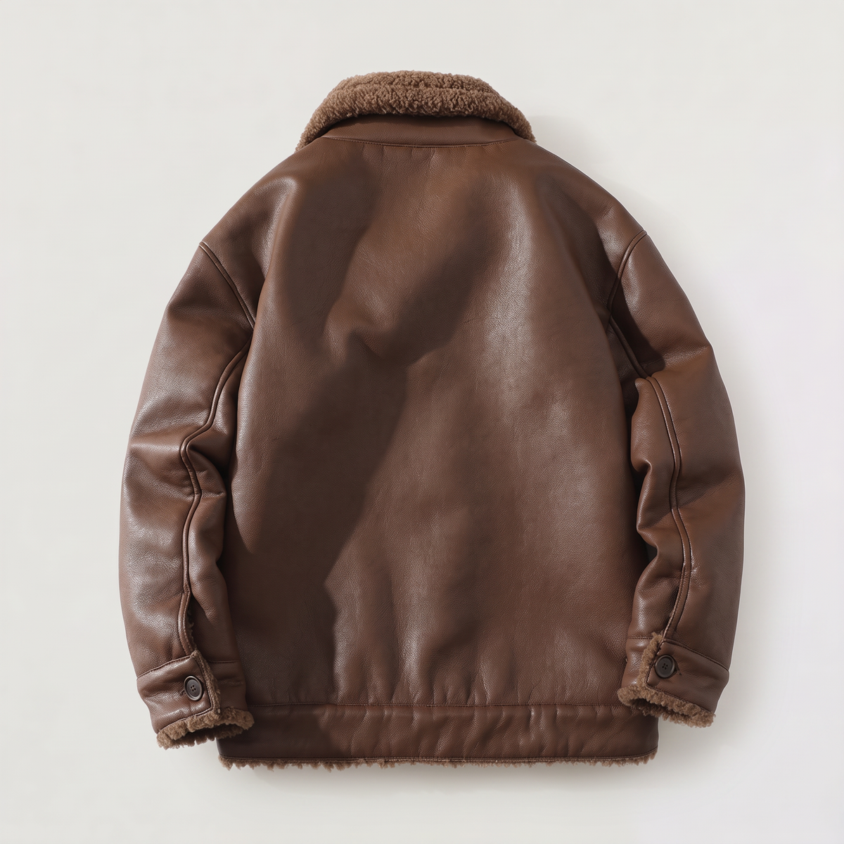 Men's Shearling-Lined Leather-Look Jacket