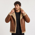 Men’s Faux Leather Shearling-Lined Aviator Jacket