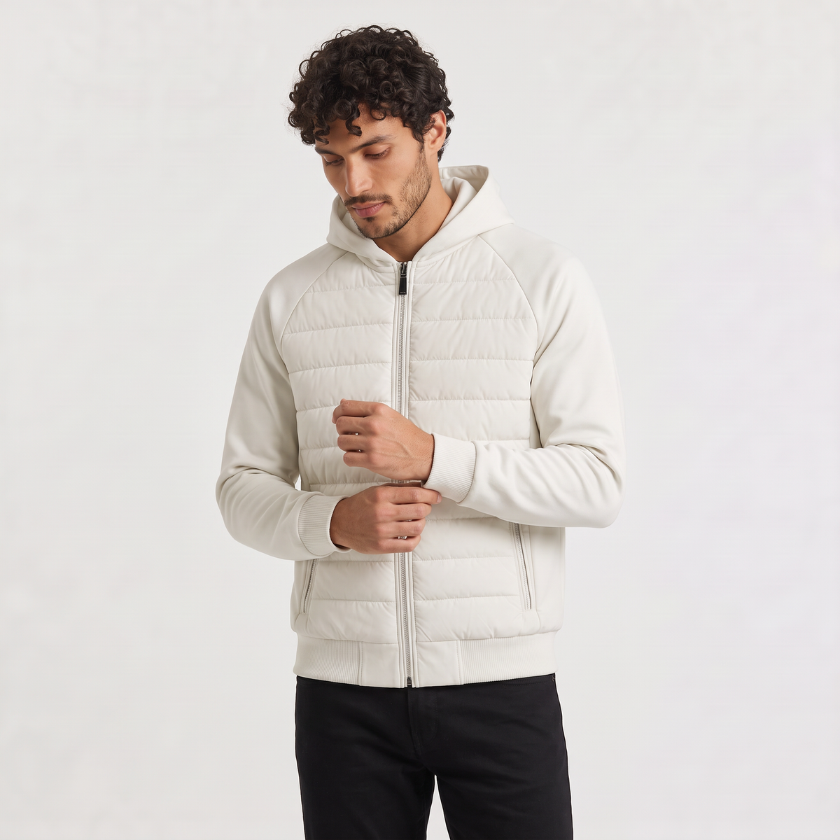aaMen's Hybrid Padded Hooded Jacket