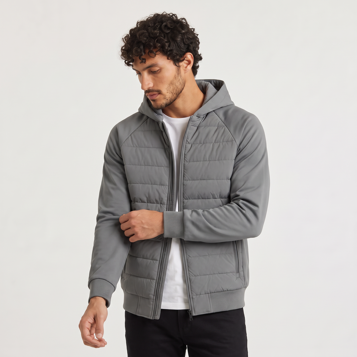 aaMen's Hybrid Padded Hooded Jacket