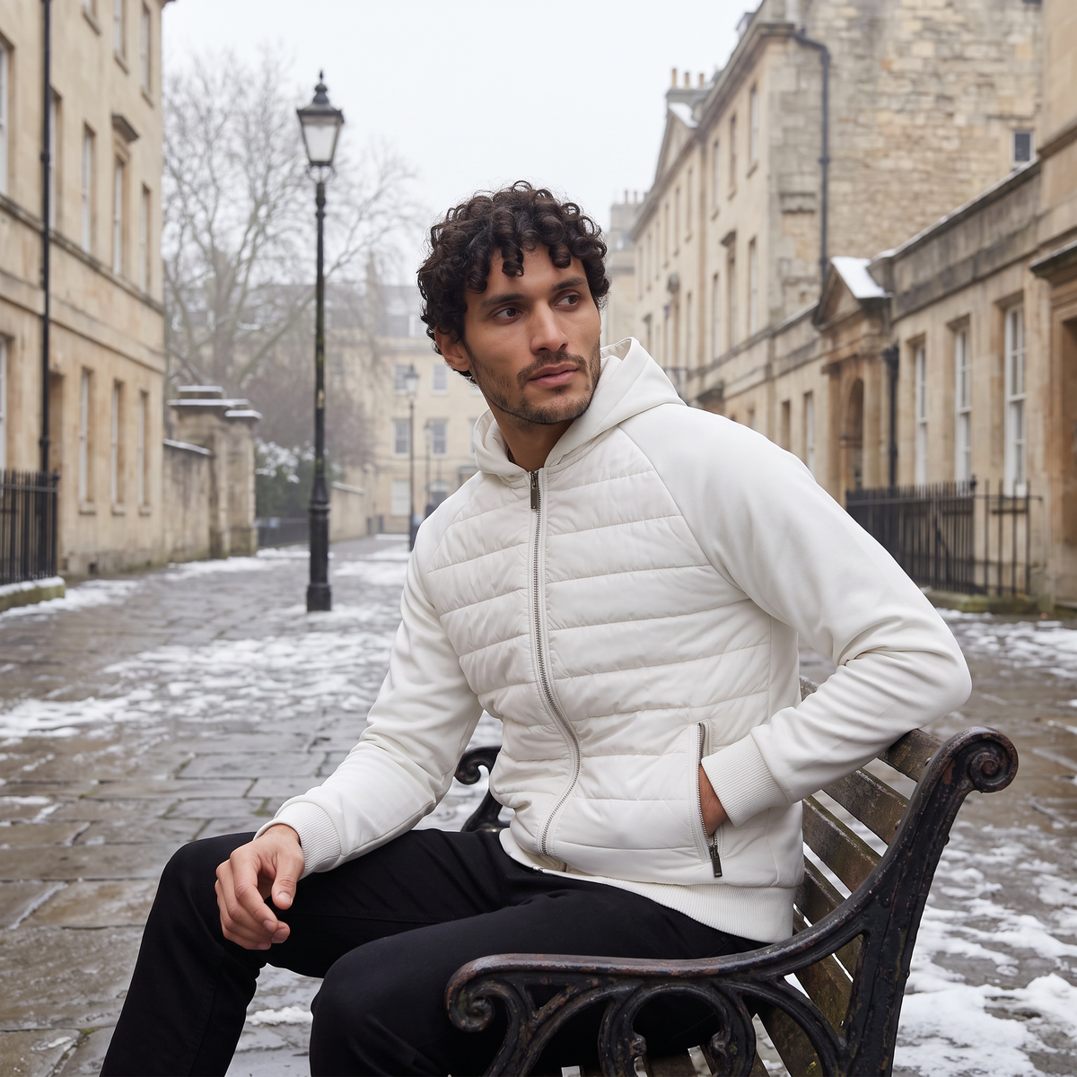 aaMen's Hybrid Padded Hooded Jacket