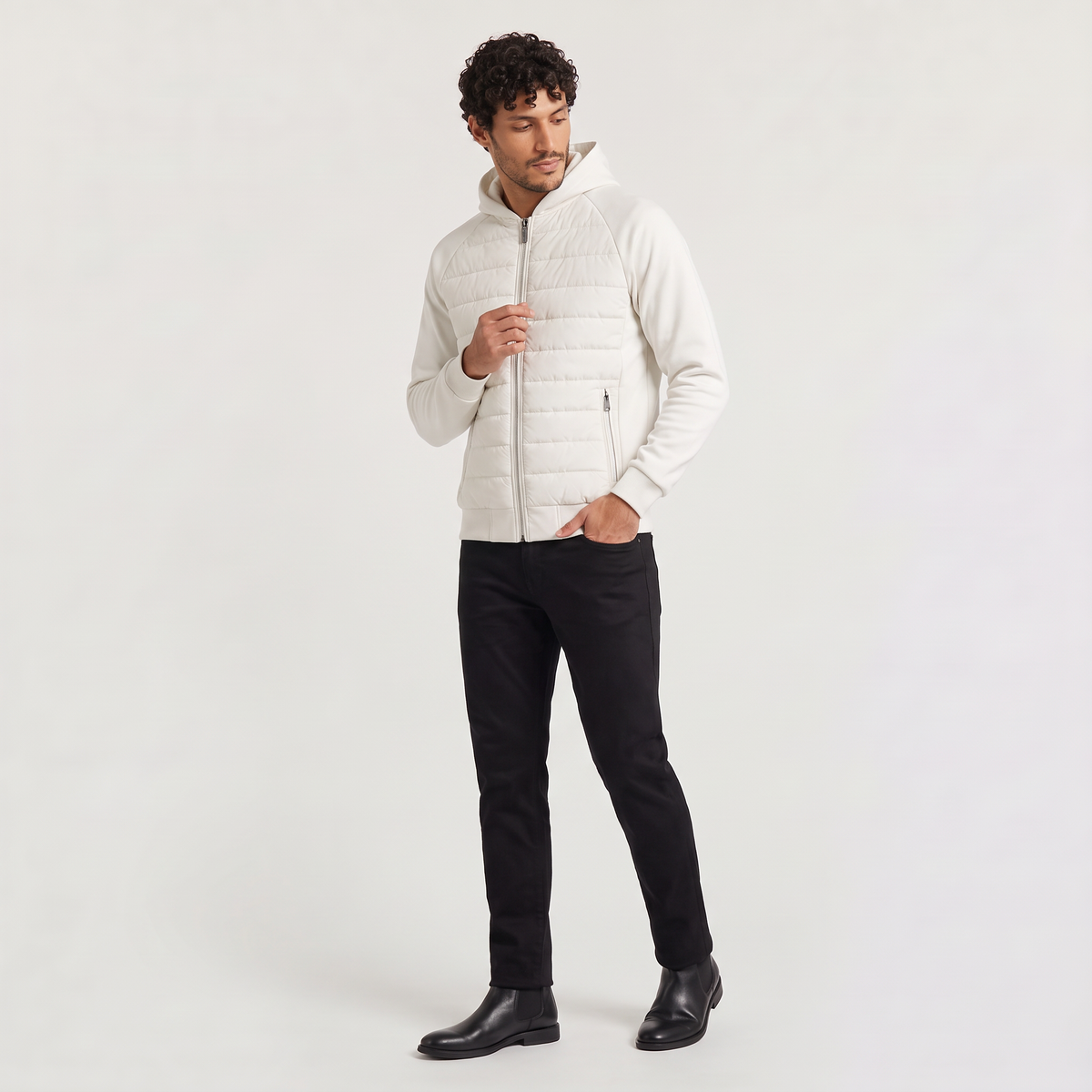 aaMen's Hybrid Padded Hooded Jacket