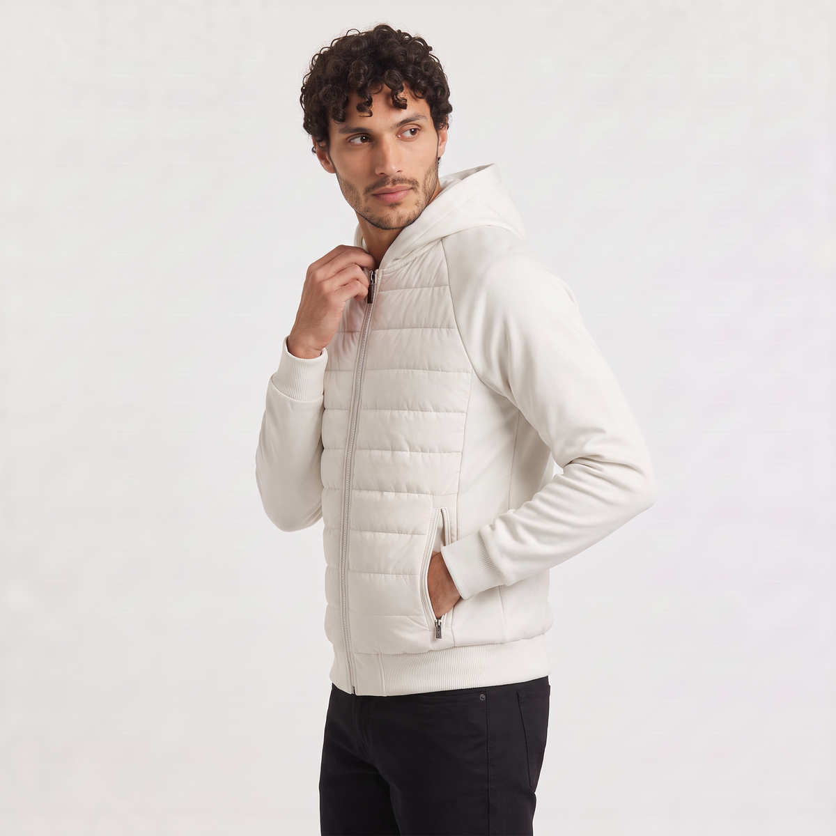 aaMen's Hybrid Padded Hooded Jacket