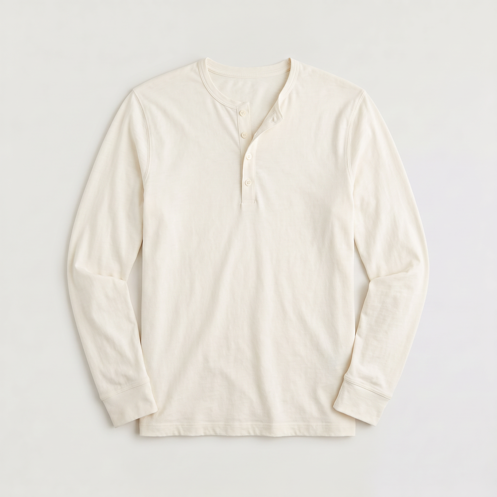 Men's Long-Sleeve Henley Casual Shirt