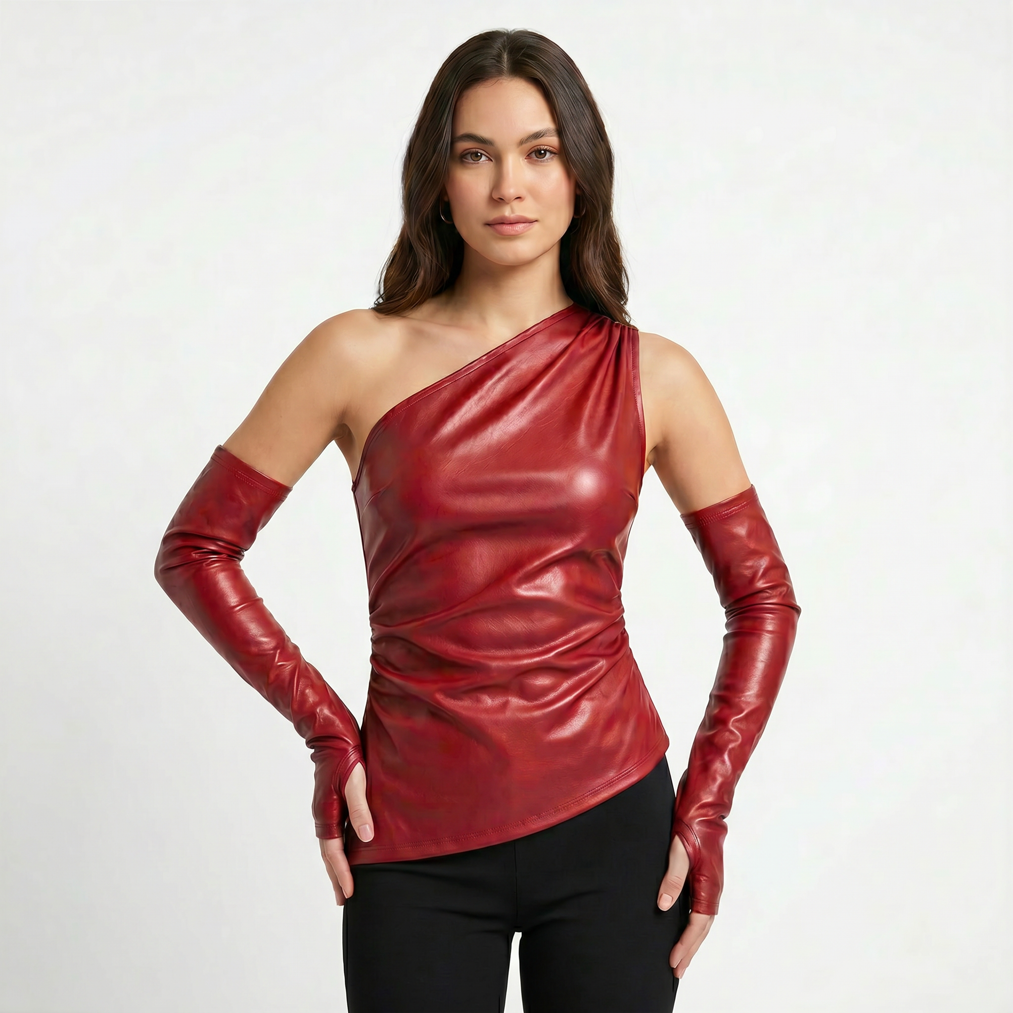 Women’s Asymmetric One-Shoulder Ruched Top