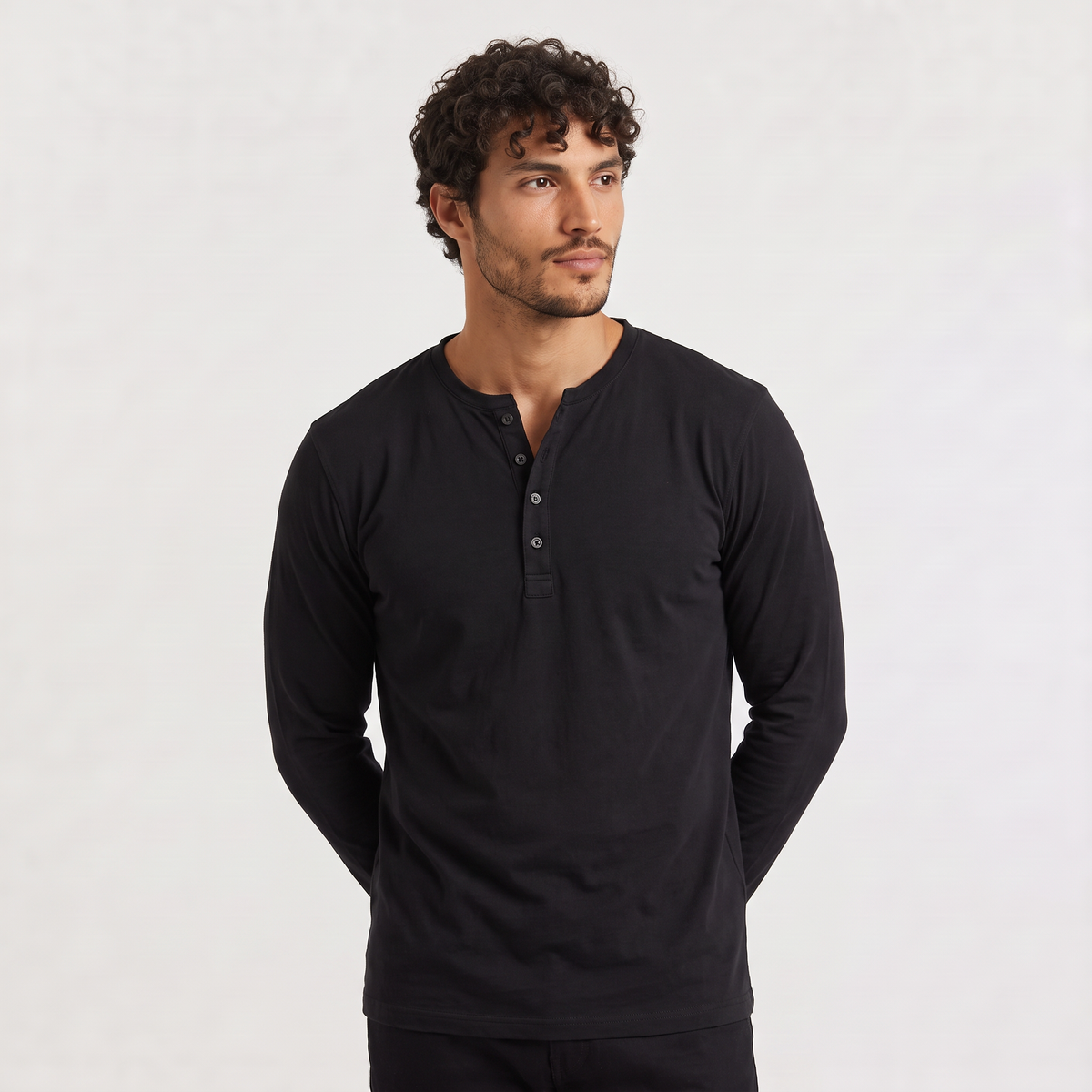 aaMen's Long-Sleeve Henley Casual Shirt