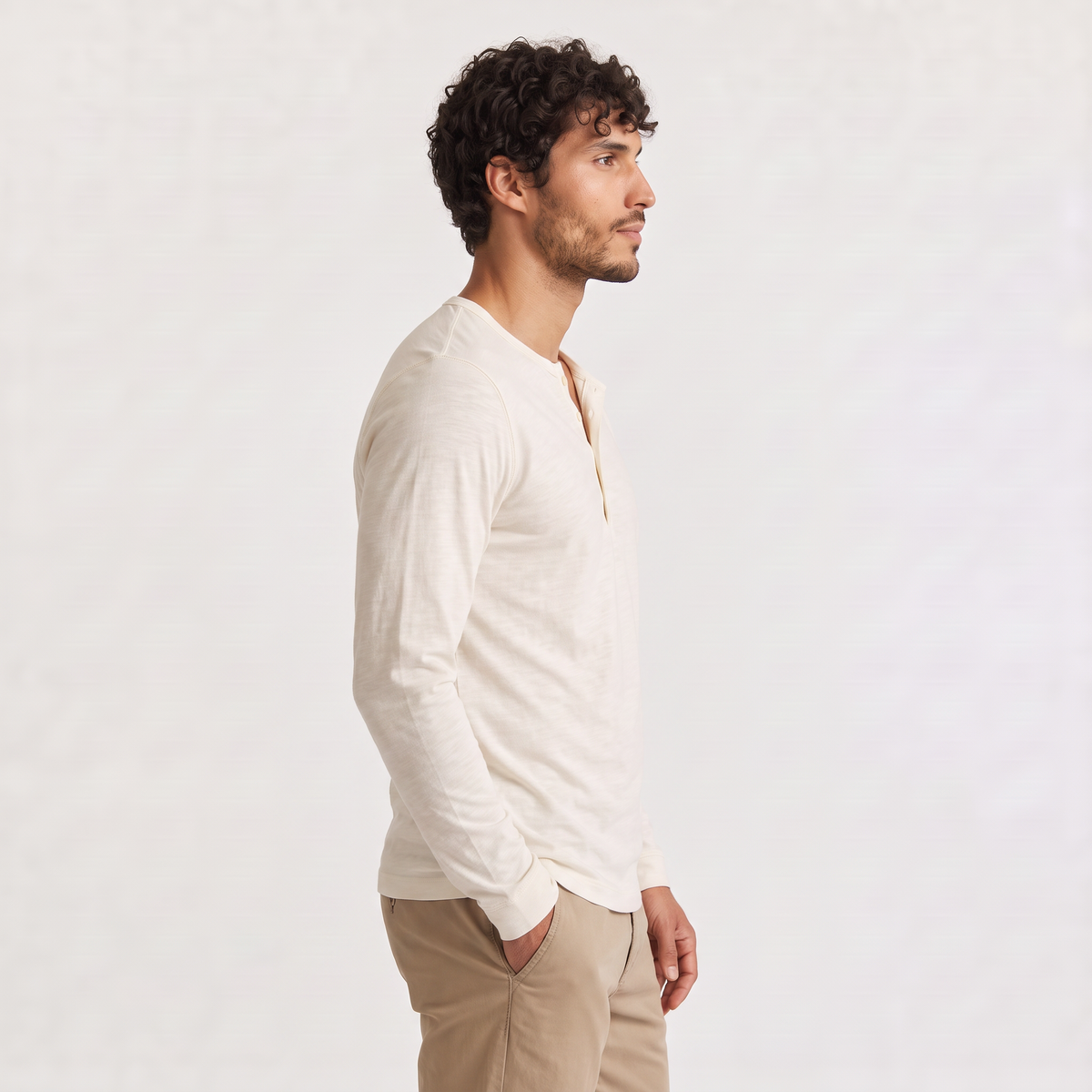 aaMen's Long-Sleeve Henley Casual Shirt