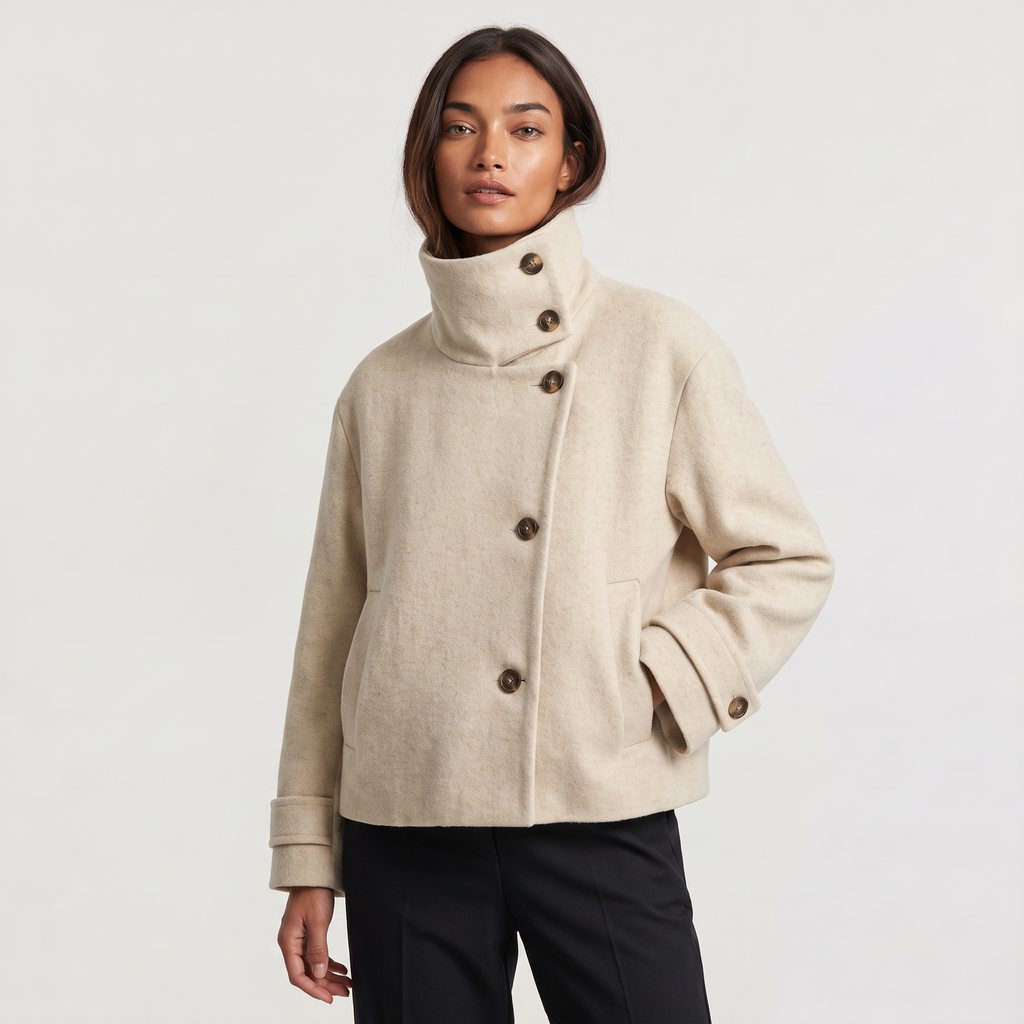 Women's Funnel Neck Button-Front Jacket