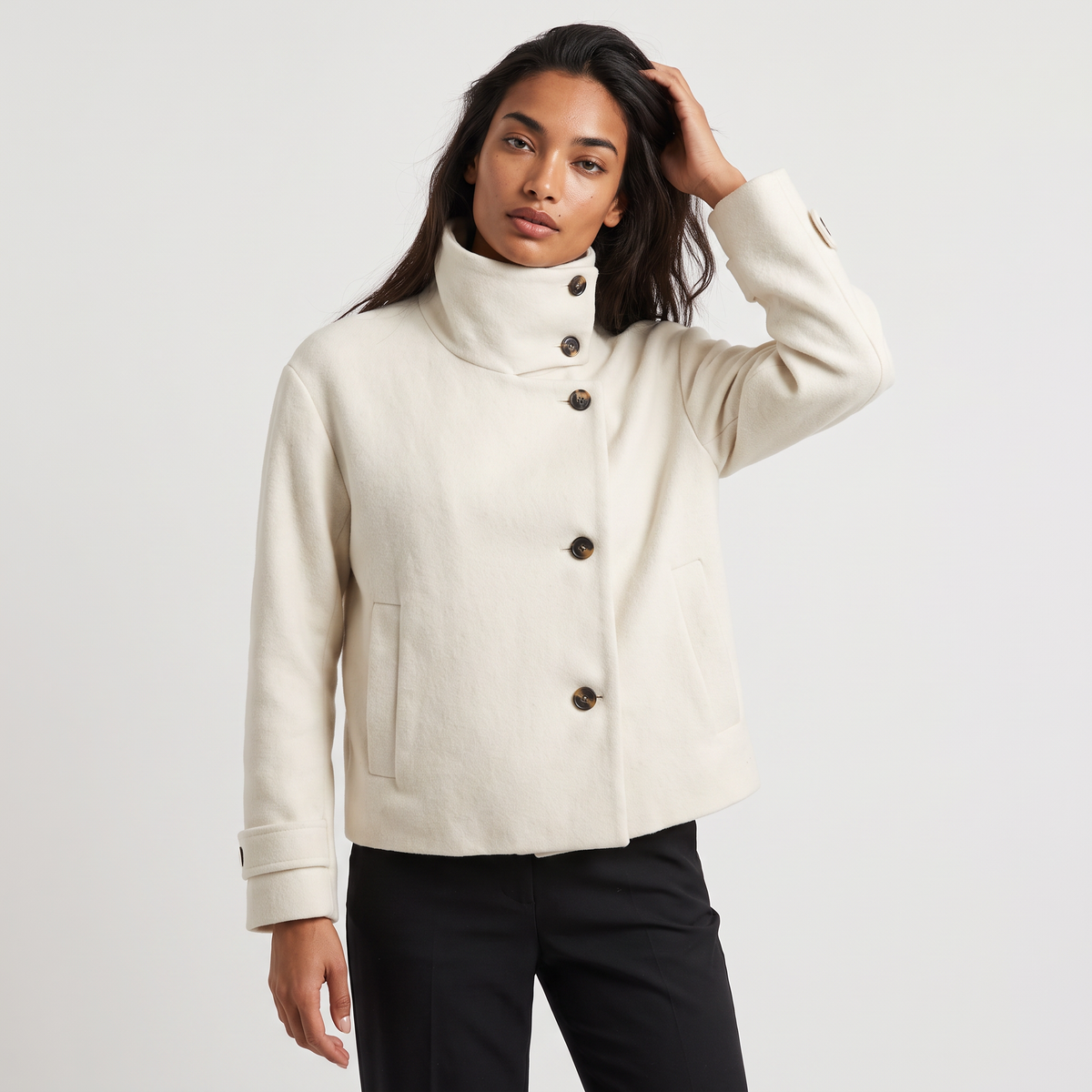 Women's Funnel Neck Button-Front Jacket