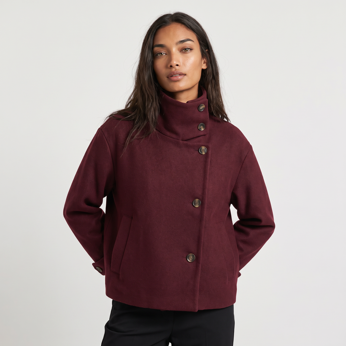 Women's Funnel Neck Button-Front Jacket
