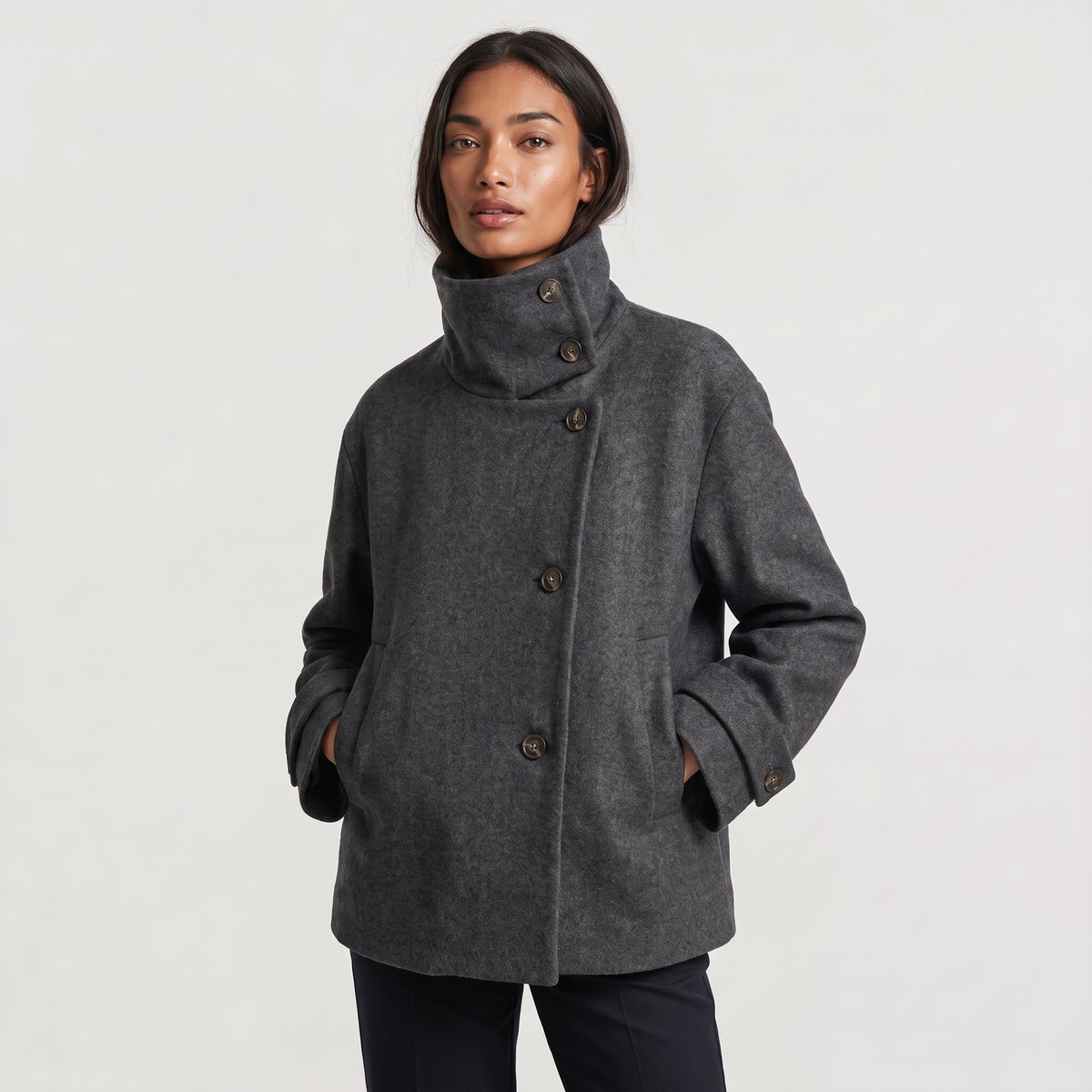 Women's Funnel Neck Button-Front Jacket