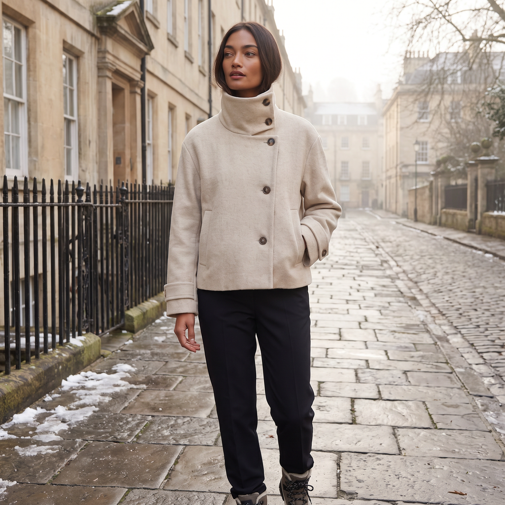 Women's Funnel Neck Button-Front Jacket