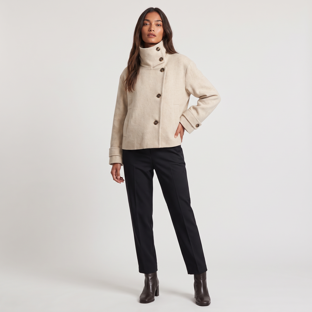 Women's Funnel Neck Button-Front Jacket