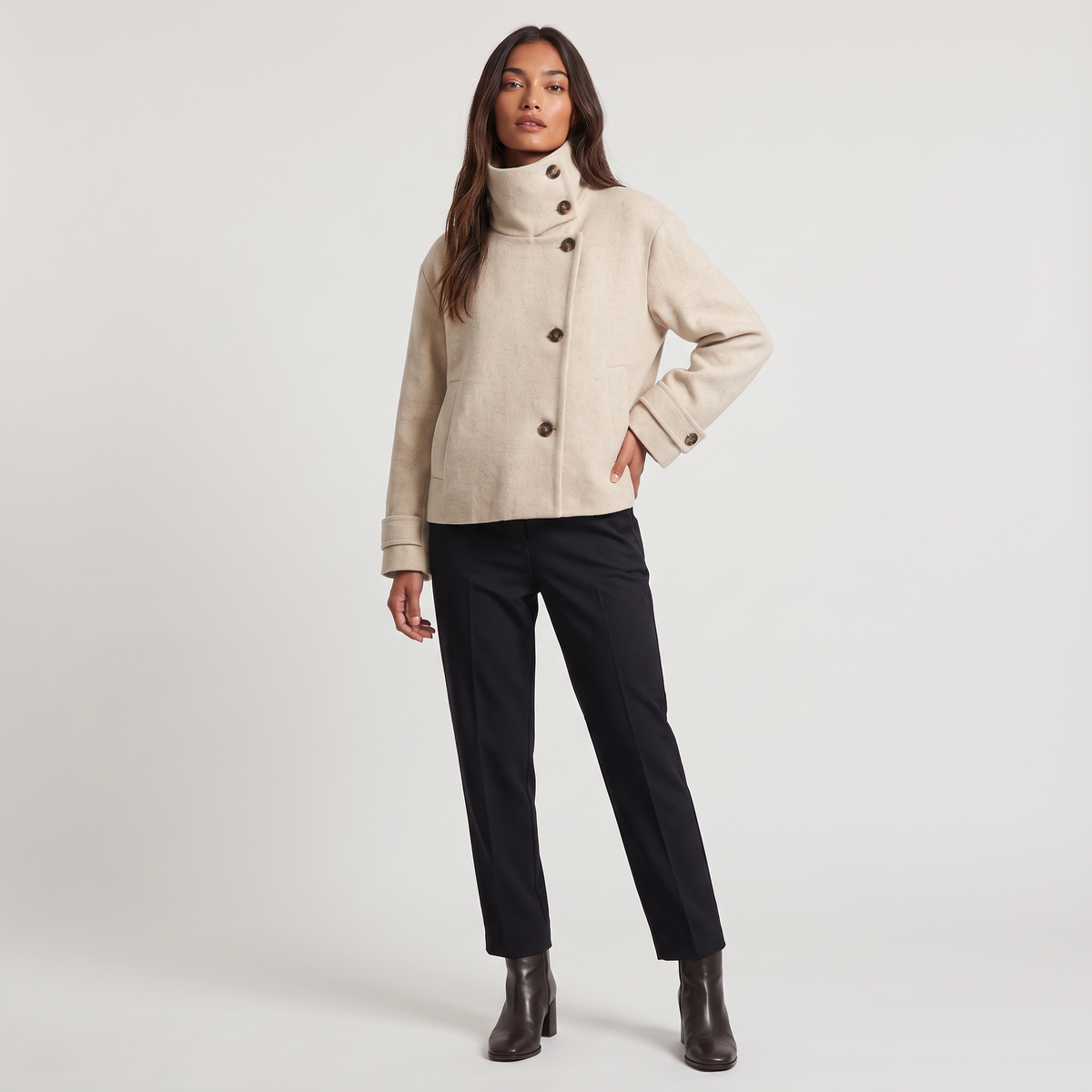 Women's Funnel Neck Button-Front Jacket