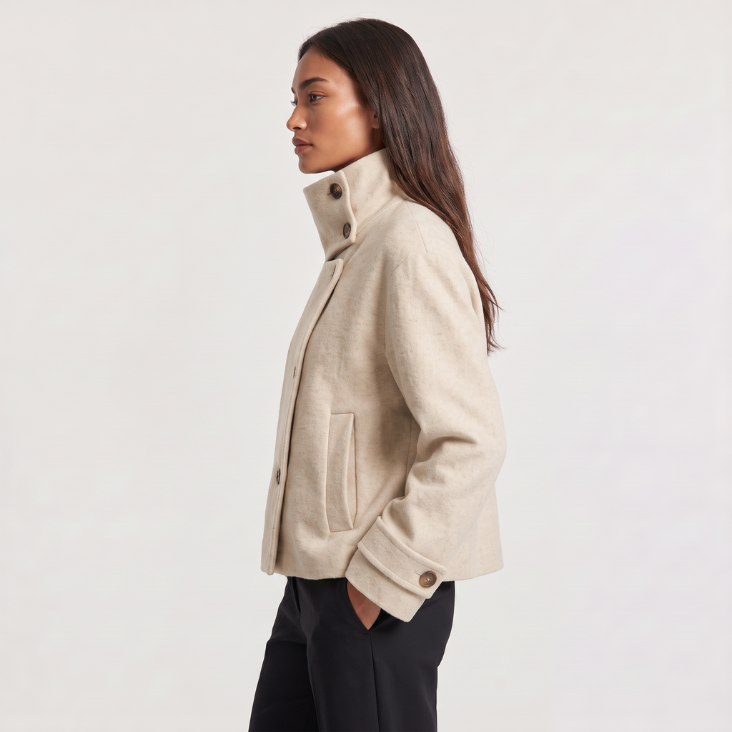 Women's Funnel Neck Button-Front Jacket