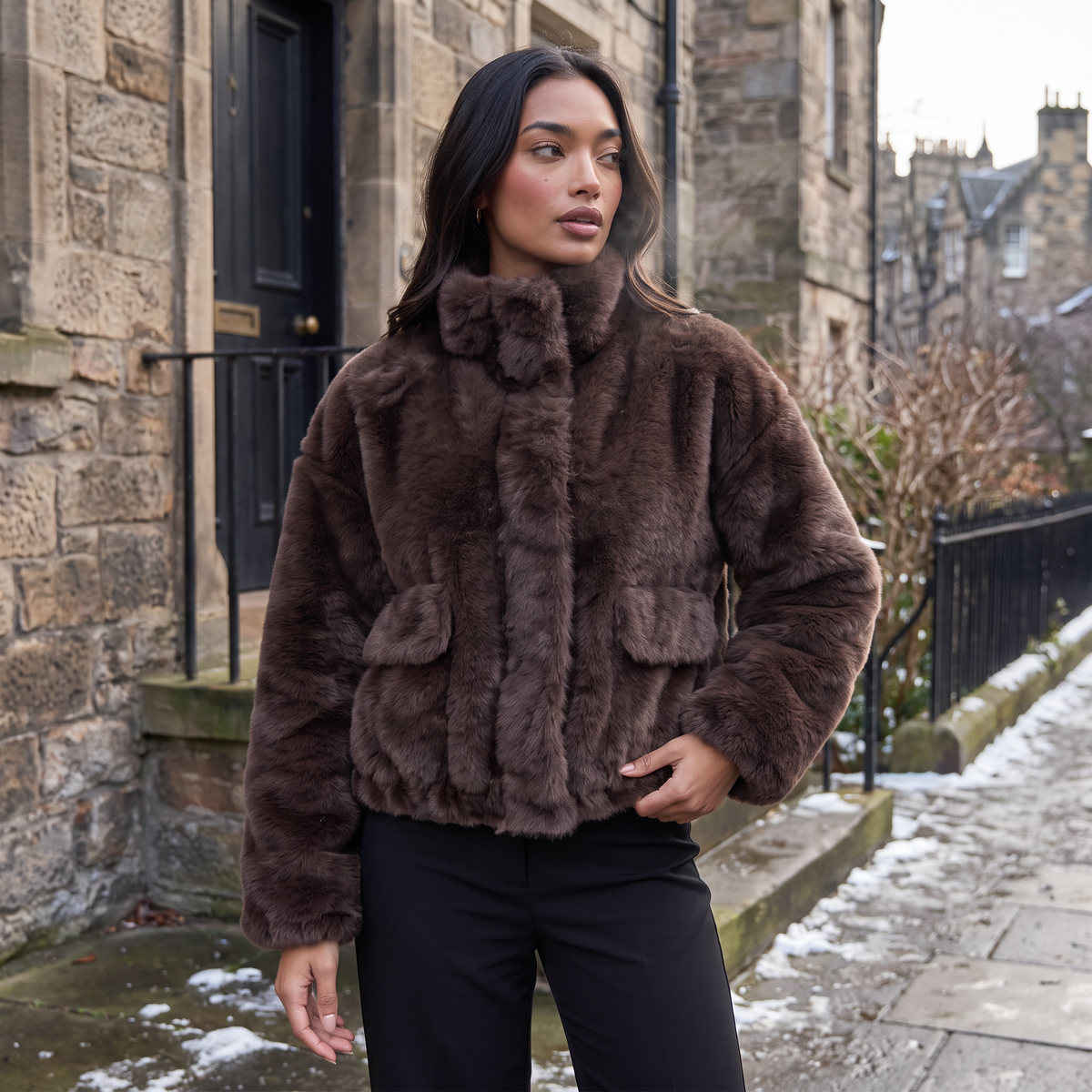 Women's Faux Fur Bomber Jacket