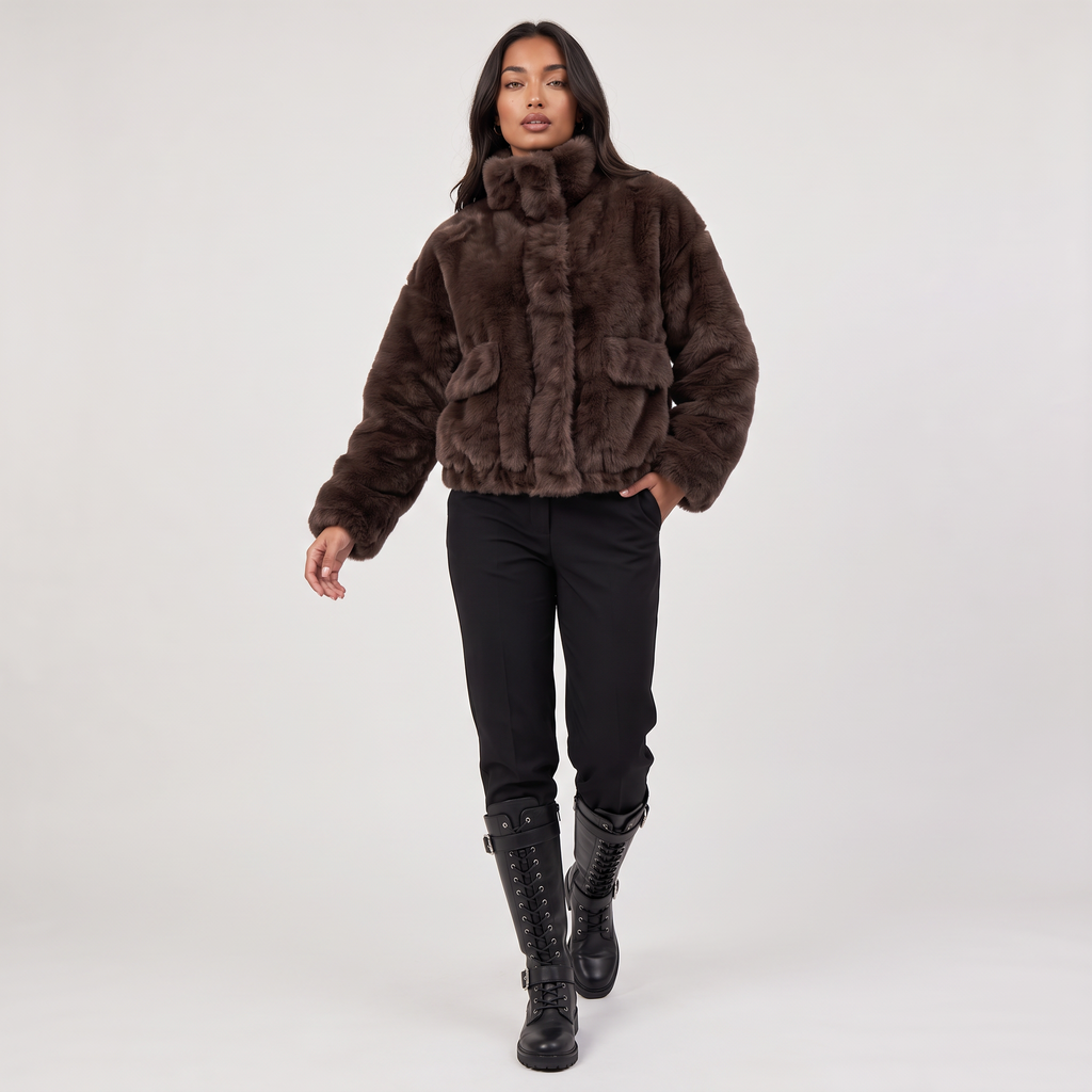Women's Faux Fur Bomber Jacket