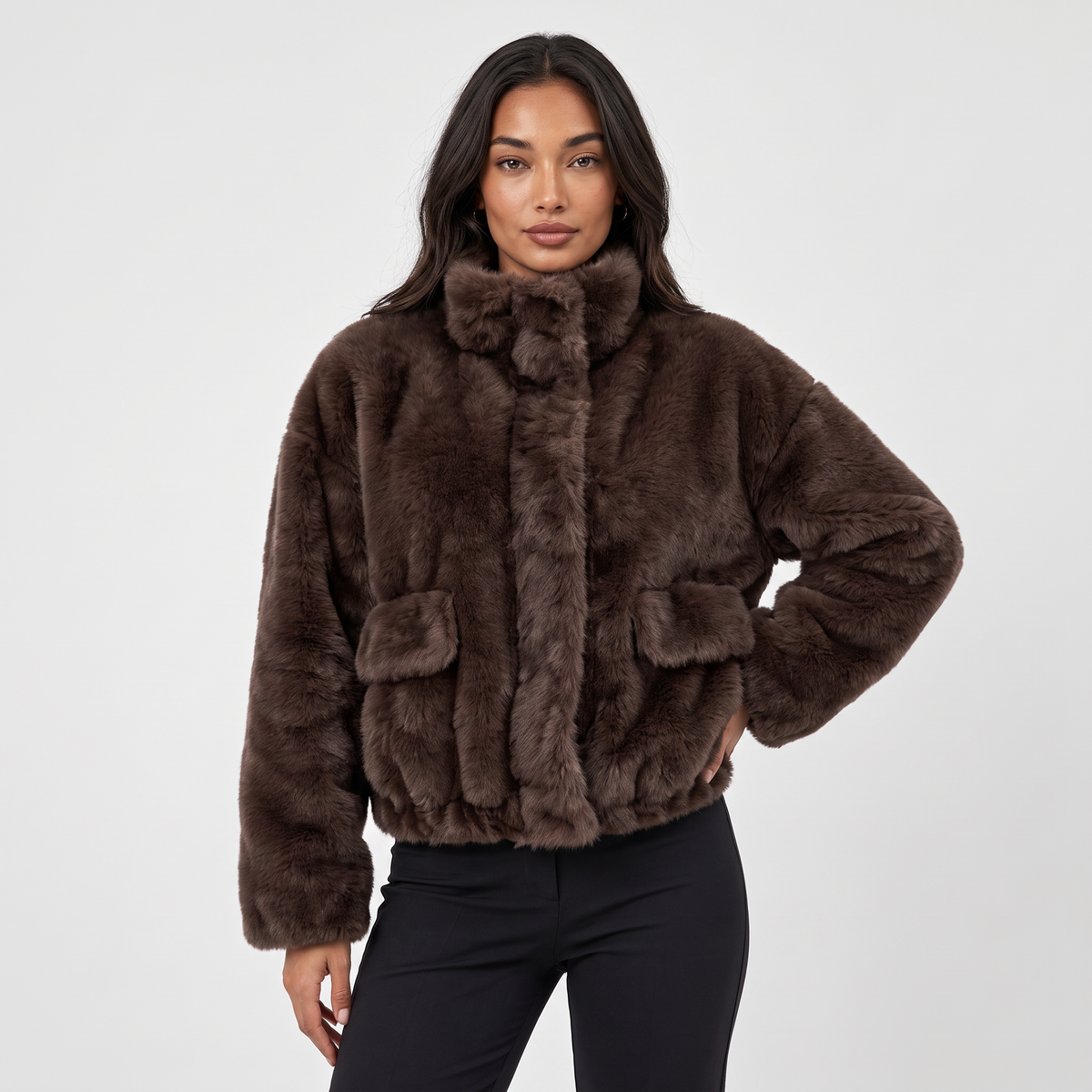 Women's Faux Fur Bomber Jacket