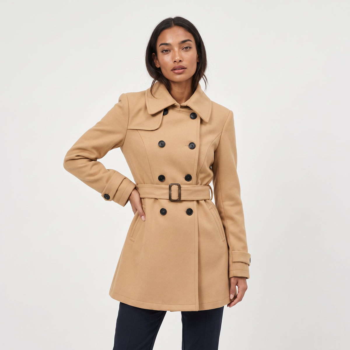 Women's Double-Breasted Belted Trench Coat