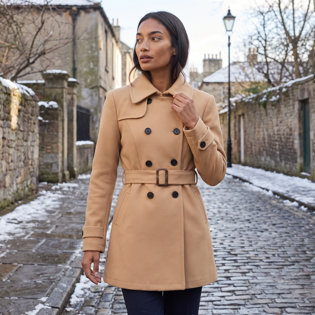 Women's Double-Breasted Belted Trench Coat