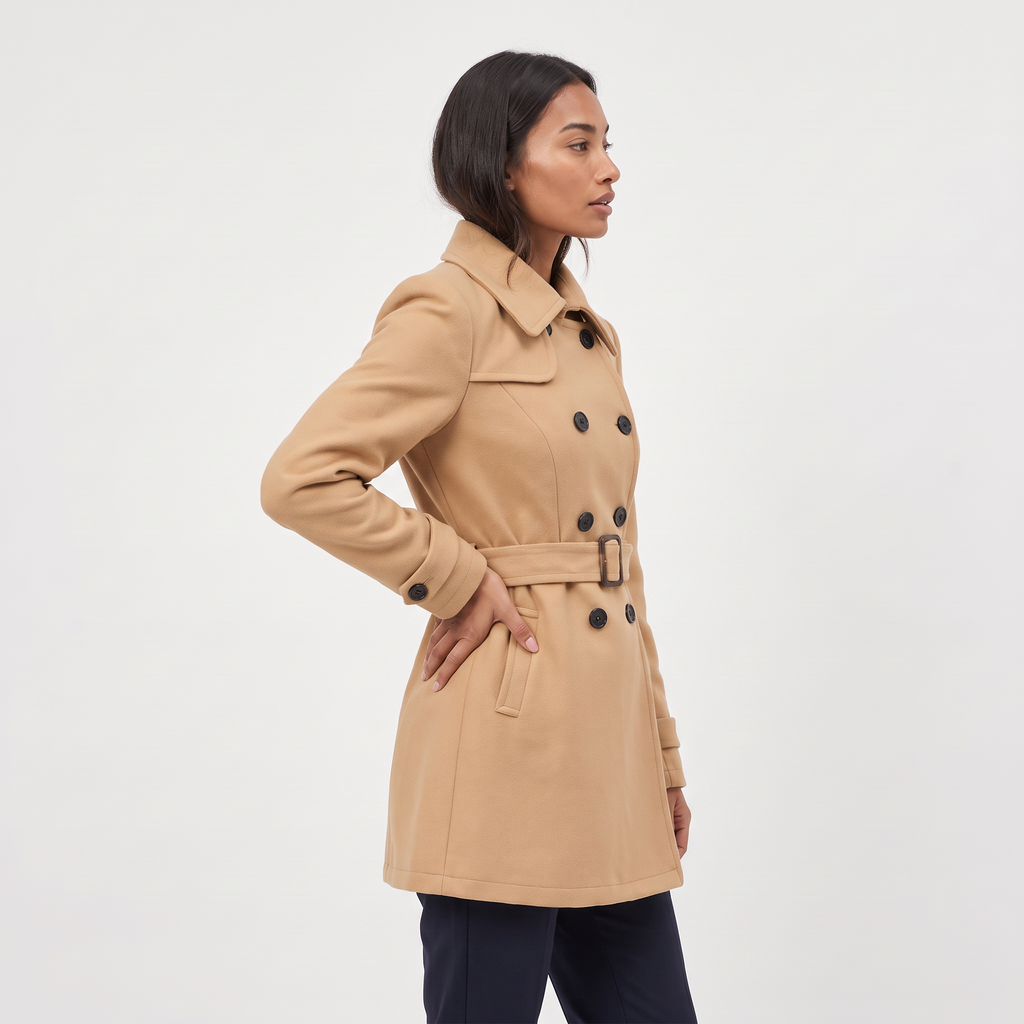Women's Double-Breasted Belted Trench Coat
