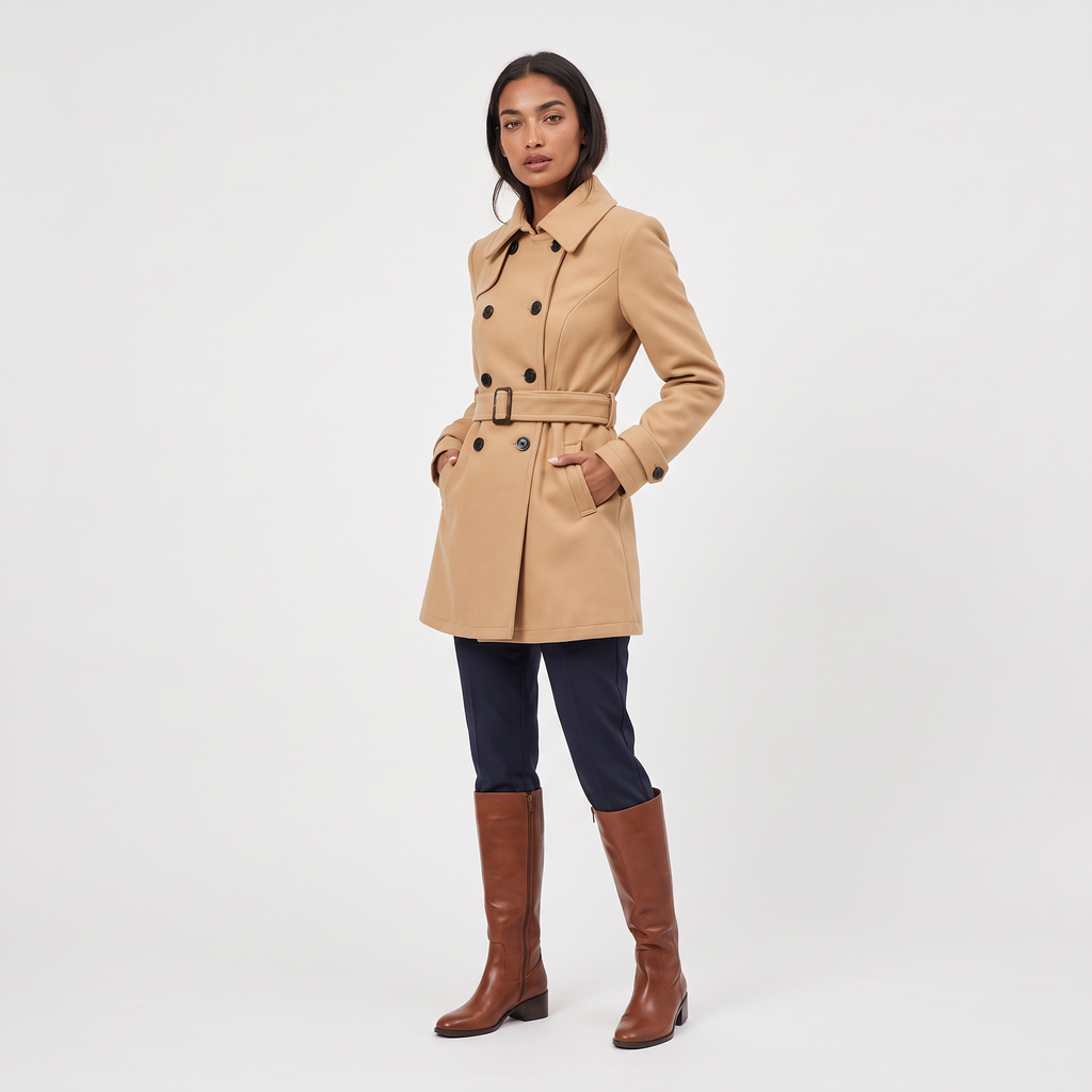 Women's Double-Breasted Belted Trench Coat