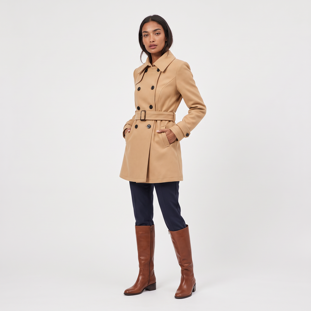 Women's Double-Breasted Belted Trench Coat