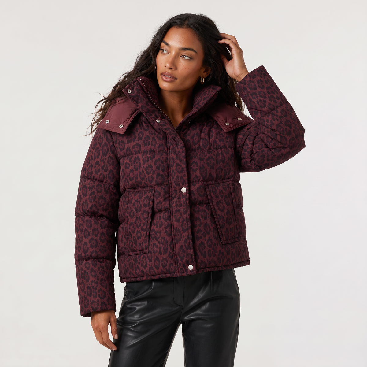 Women's Leopard Print Puffer Jacket