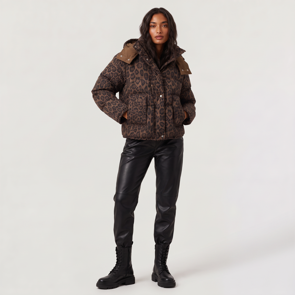 Women's Leopard Print Puffer Jacket