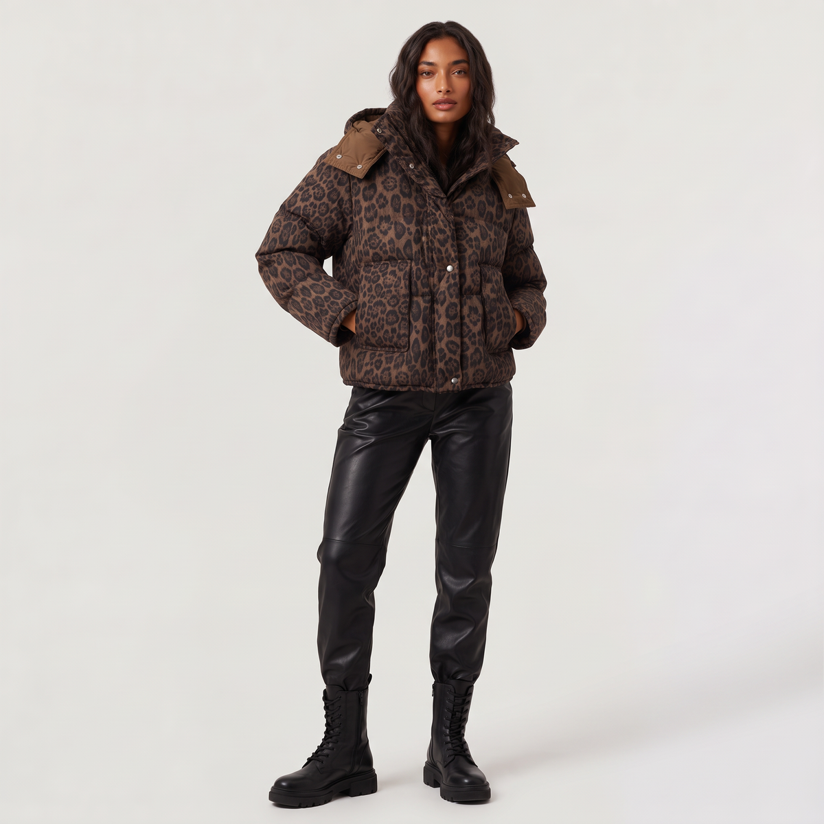 Women's Leopard Print Puffer Jacket