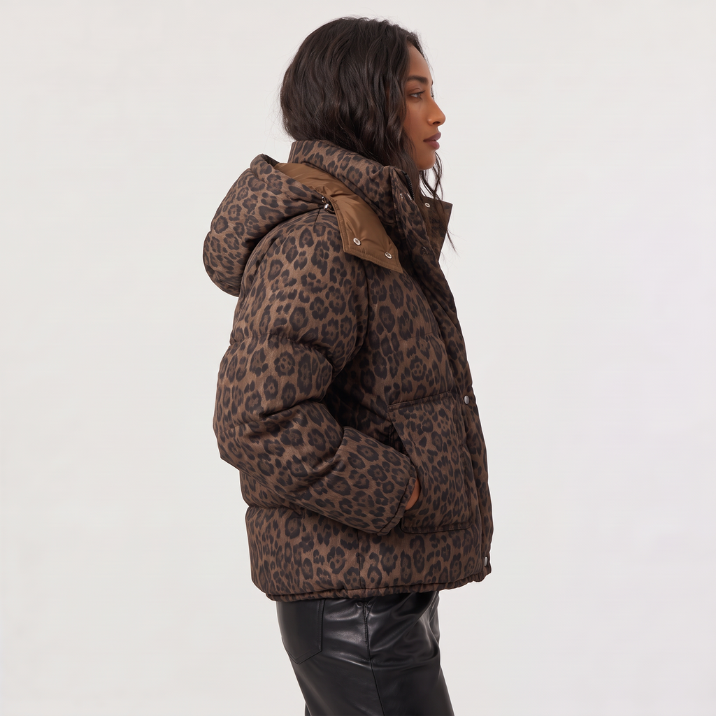 Women's Leopard Print Puffer Jacket