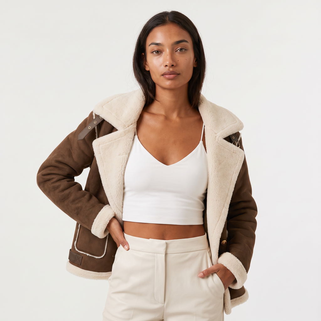 Women's Shearling-Trim Aviator Jacket
