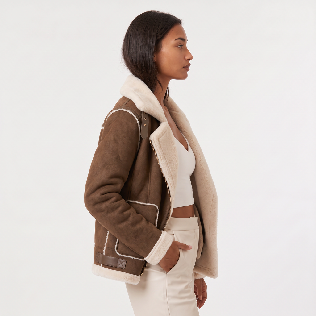 Women's Shearling-Trim Aviator Jacket