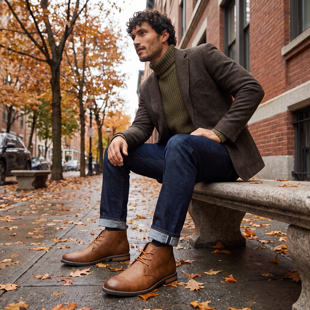Men's Leather Lace-Up Chukka Boots