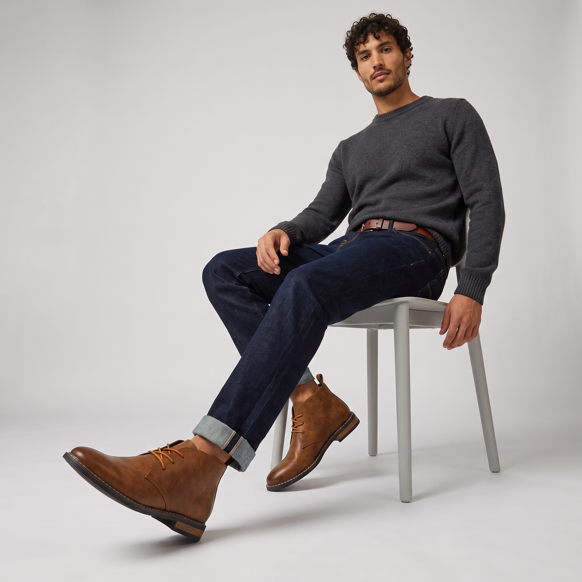 Men's Leather Lace-Up Chukka Boots