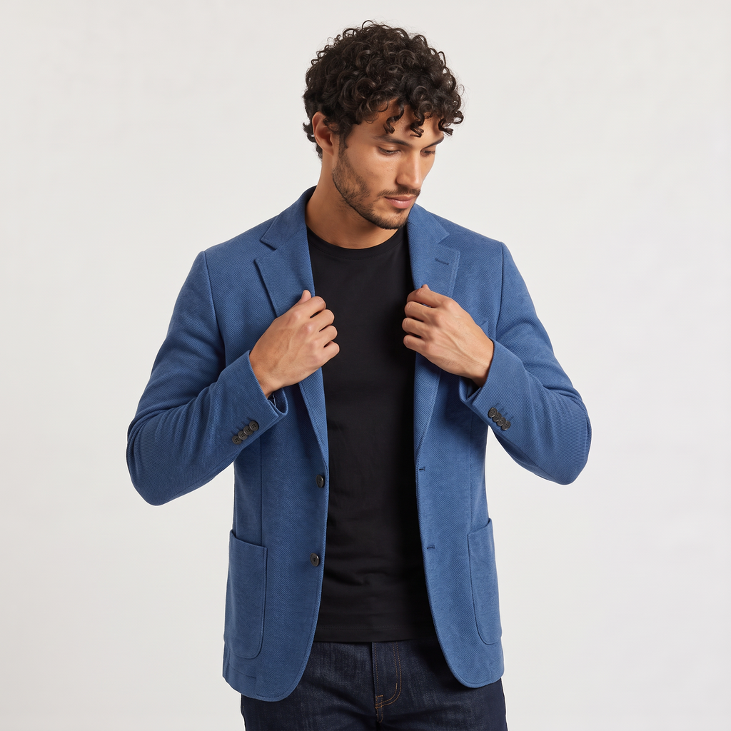 Men's Tailored Knit Blazer - Smart Casual Wear