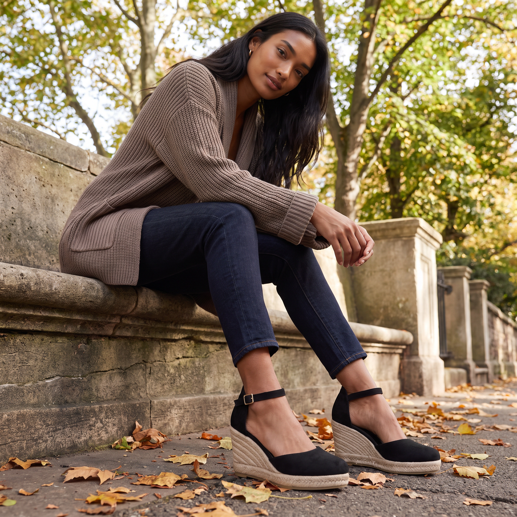 Women's Closed-Toe Wedge Sandals - &nbsp;Ankle Strap