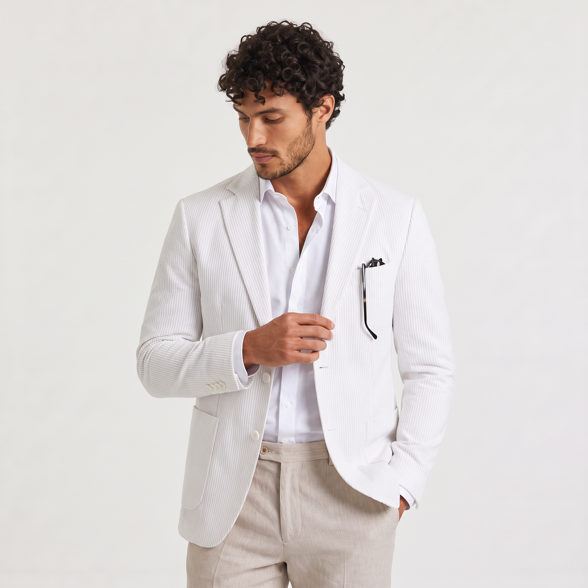 Men's Striped Seersucker Blazer
