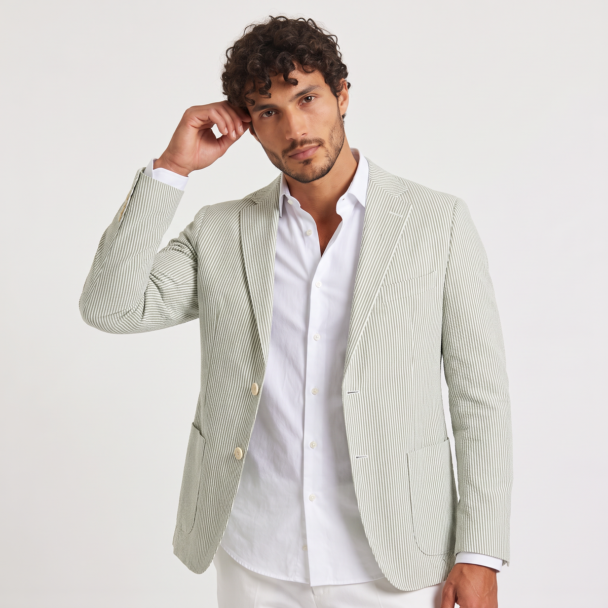 Men's Striped Seersucker Blazer