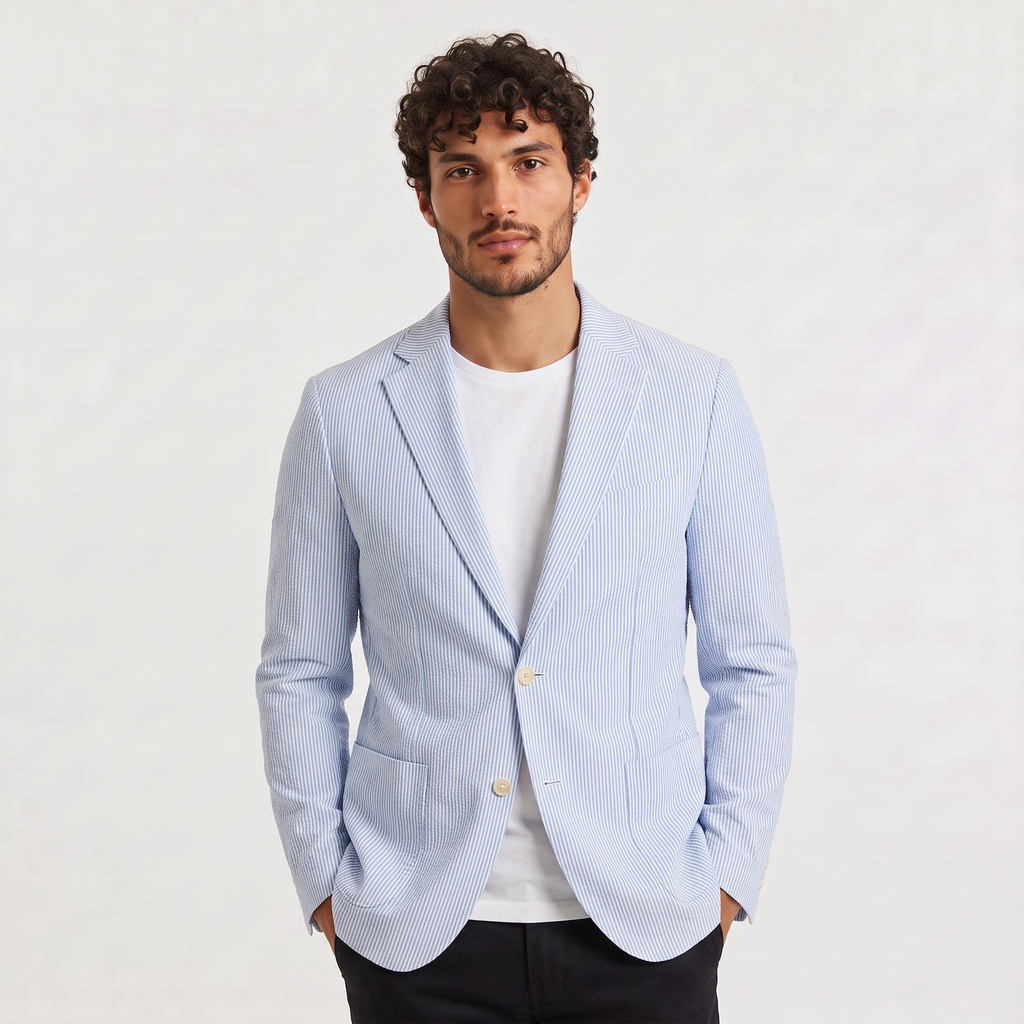 Men's Striped Seersucker Blazer