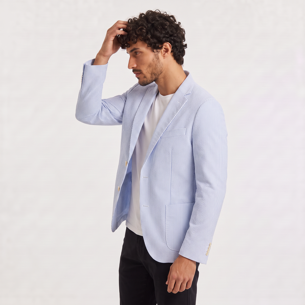 Men's Striped Seersucker Blazer