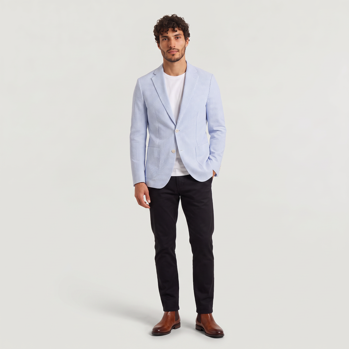 Men's Striped Seersucker Blazer