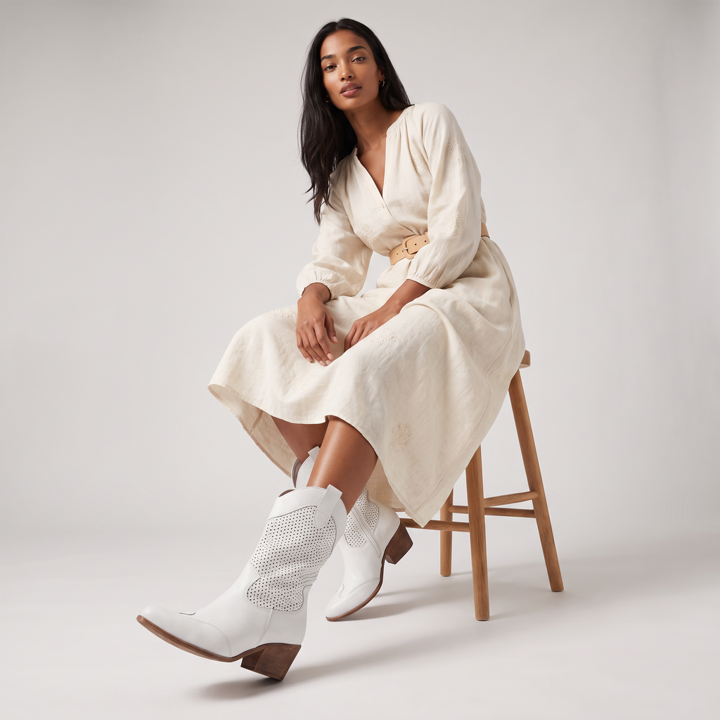 Women's Perforated Western Mid-Calf Boots