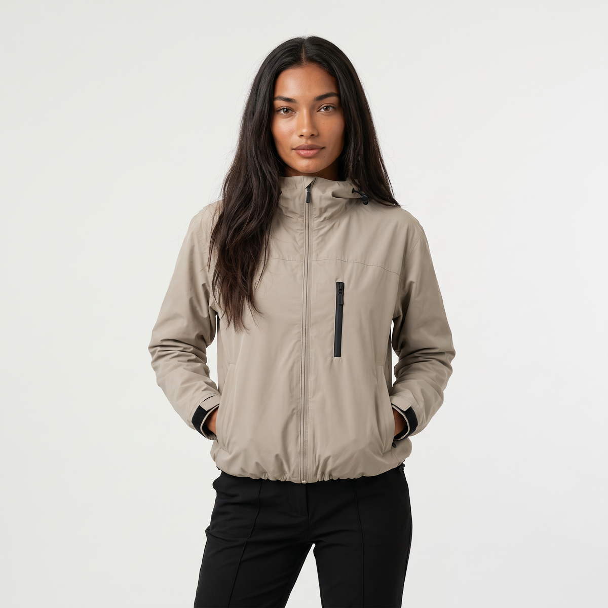 Women's Cropped Hooded Windbreaker Jacket