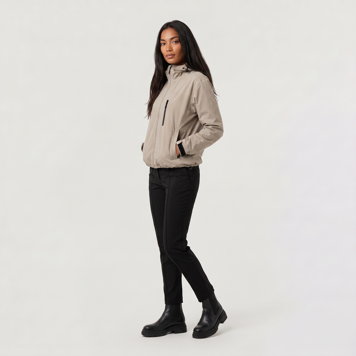 Women's Cropped Hooded Windbreaker Jacket