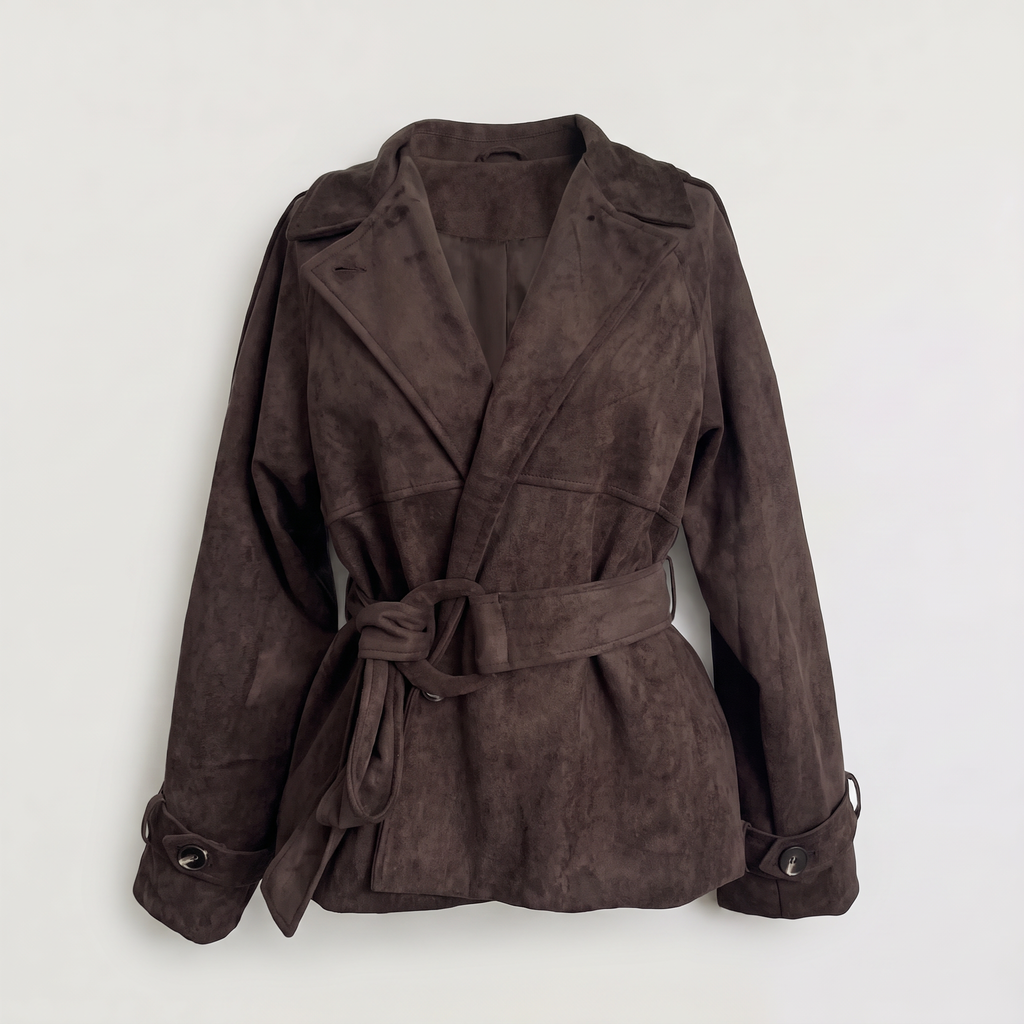 Women's Cropped Suede Trench Jacket