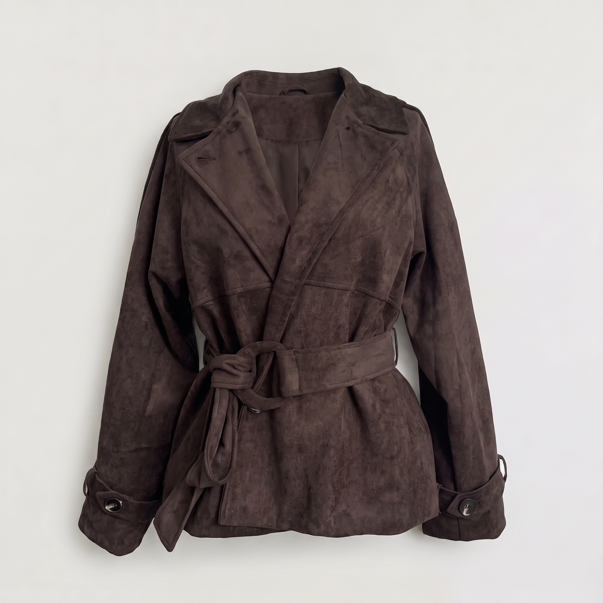 Women's Cropped Suede Trench Jacket