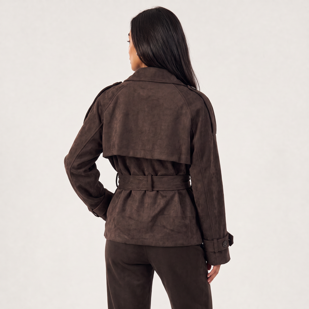 Women's Cropped Suede Trench Jacket