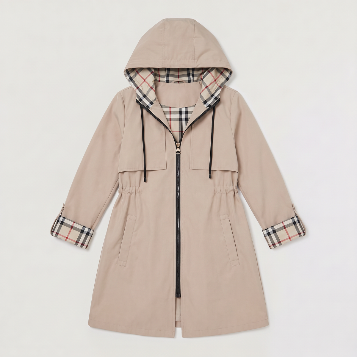 Women's Hooded Drawstring Longline Jacket